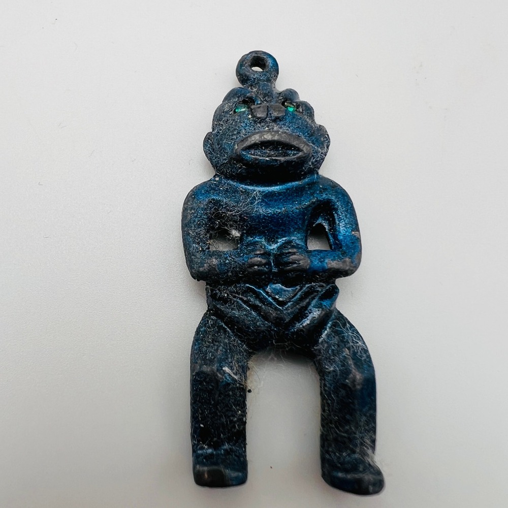 Vintage Charm Marquesan Tiki God Tiki Mata Etua Lucky Necklace Folk Art Pendant